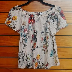 Rebecca Taylor pink floral linen shirt